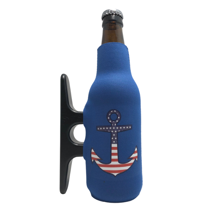 Flag Anchor CleatUS Cooler (Bottle)  nautical gifts, BPA free, beer mug,  custom, made in USA, boat cleat, dock cleat